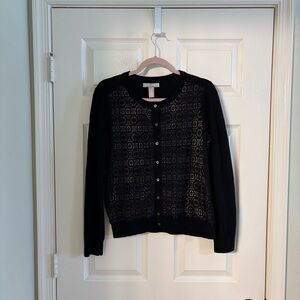 Banana Republic Black Lace Knit Women's Sweater, Size L